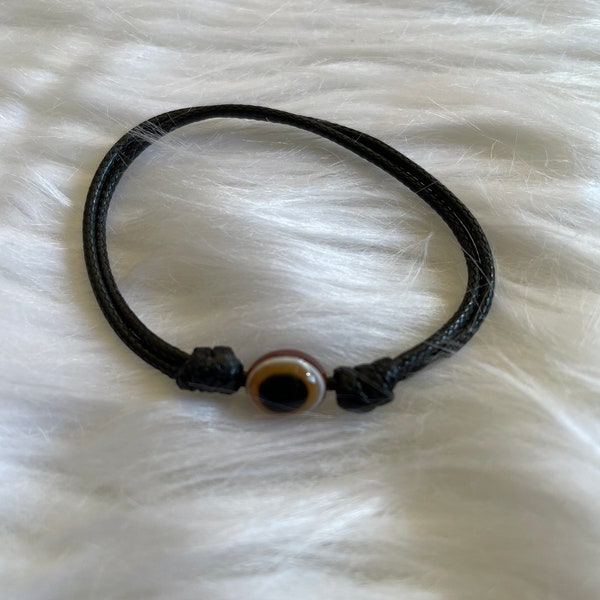 Pulsera Negra con Ojo Turco Para Protección Contra el Mal Hecha en Guadalajara, Jalisco