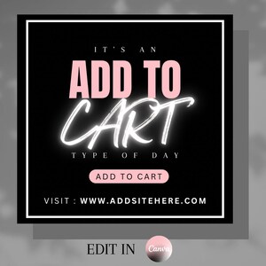 DIY 編集可能なカートに追加のチラシ、編集可能なテンプレート、Canva テンプレート、バッグに追加 Kinda Day チラシ、バッグに追加のチラシ