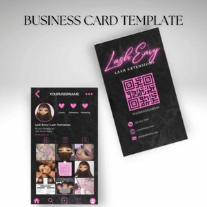 DIY bearbeitbare Instagram-Visitenkarte | Hair Lashes MUA Nägel Visitenkarte | QR-Code Visitenkarten Design | Canva Vorlage