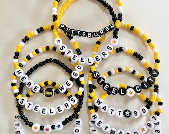 Steelers Inspired Bracelets, Pittsburgh Steelers Bracelets, Steelers Merch, Steelers Fan Gift