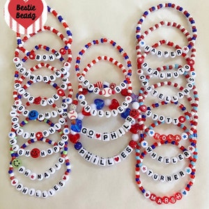 Phillies Bracelets, Philadelphia Phillies Bracelets, Phillies Friendship Bracelets,  Phillies Fan Gift, Phillies Merch, Gift for Her