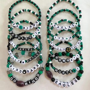 Eagles Beaded Bracelets, Go Birds Bracelet, Philly Philly Bracelet, Fly Eagles Fly Bracelet