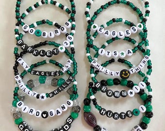 Eagles Beaded Bracelets, Go Birds Bracelet, Philly Philly Bracelet, Fly Eagles Fly Bracelet