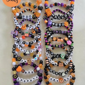 Halloween Beaded Friendship Bracelets, Halloween Gifts, Halloween Bracelets