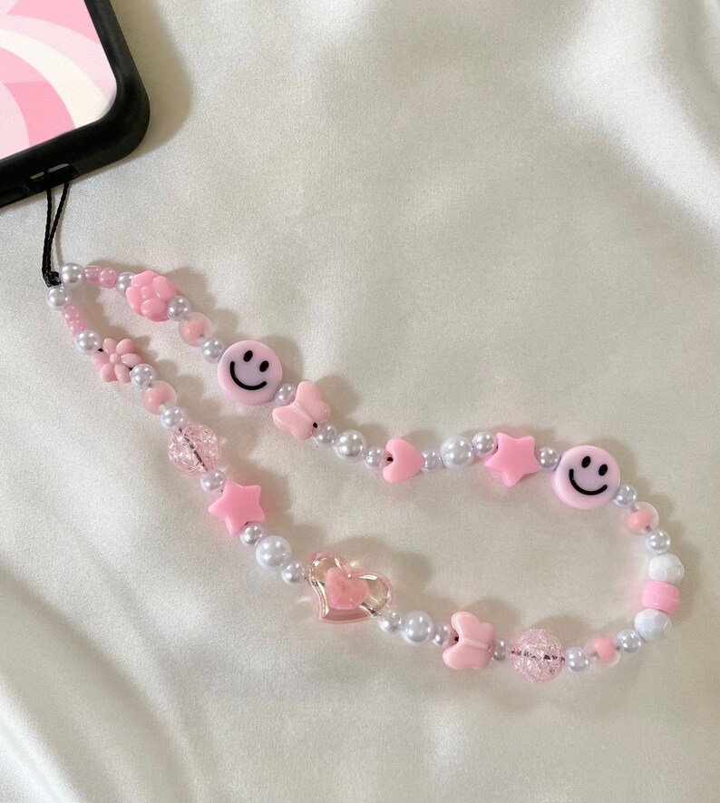 Pink Pearl Phone Charm Strap Etsy