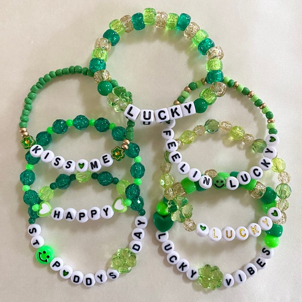 St. Patrick’s Day Beaded Bracelets, Lucky Bracelets, Lucky Vibes Bracelet,