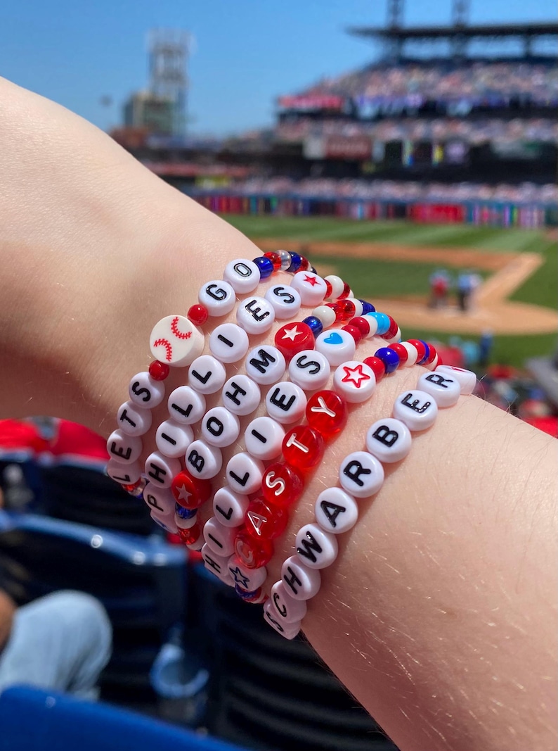 Phillies Bracelets, Philadelphia Phillies Bracelets, Phillies Friendship Bracelets, Phillies Fan Gift, Phillies Merch, Gift for Her image 2
