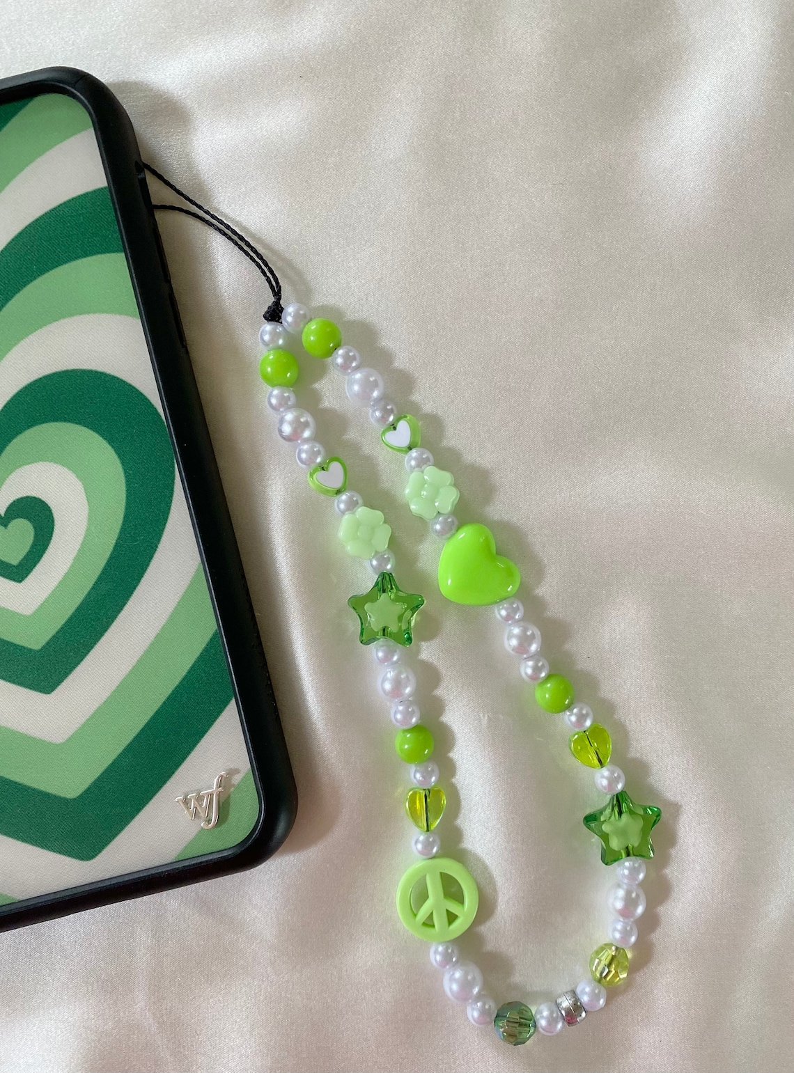 Beaded Phone Charm Strap Green Etsy