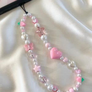 Strawberry Love Pink Phone Charm Strap image 2