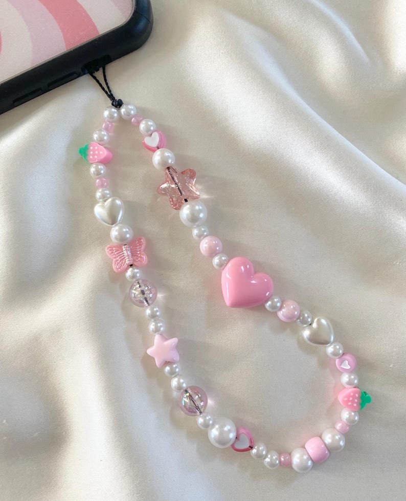 Strawberry Love Pink Phone Charm Strap image 2