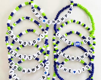 Seattle Seahawks Bracelets, Seahawks Football Bracelet, Seahawks Merch, Seahawks Fan Gift