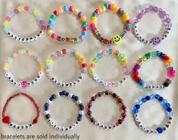 Taylor Swift Eras Tour Friendship Bracelets  Taylor swift birthday party  ideas, Clay beads, Taylor swift concert