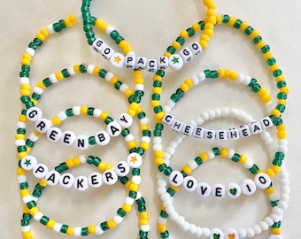 Packers Inspired Bracelets, Green Bay Packers Bracelets, Cheesehead Bracelet, Go Pack Go Bracelet, Green Bay Packers Merch