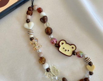 Cute Brown Bear Phone Charm Strap