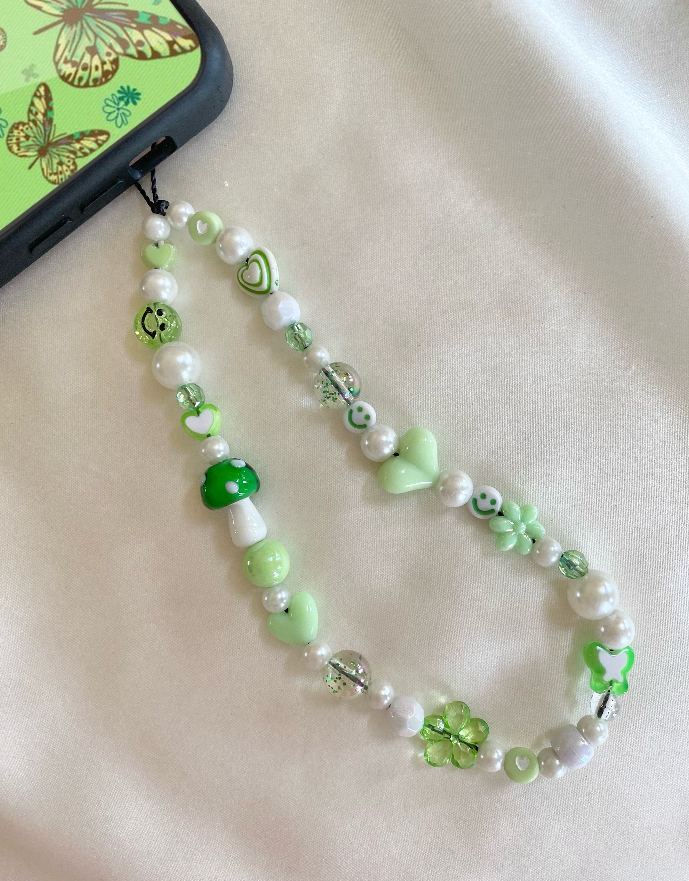 Easter Phone Charm Beads Mobile Chain Telephone Jewelry 2023 Star Charms  Green Acrylic Beaded Lanyard Hangs Phone Accessories