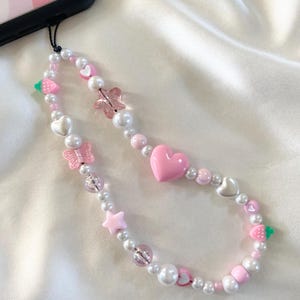 Strawberry Love Pink Phone Charm Strap image 1