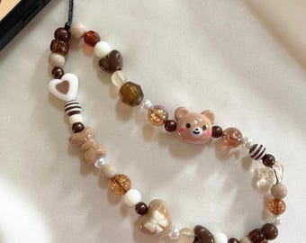 Cute Brown Bear Phone Charm Strap
