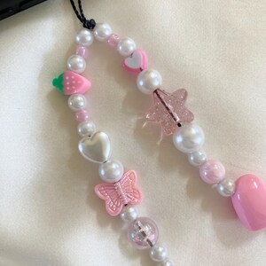 Strawberry Love Pink Phone Charm Strap image 3