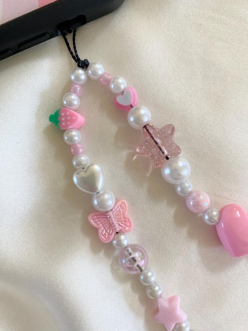 Strawberry Love Pink Phone Charm Strap image 3