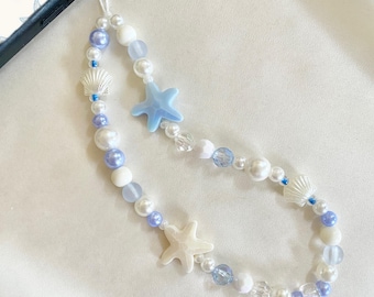 Coastal Shell Phone Charm Blue Pearl Beach Phone Charm