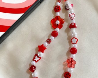 Red Pearl Phone Charm Strap