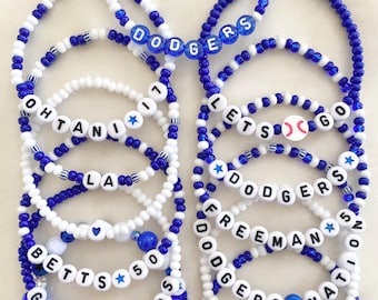 Dodgers Beaded Bracelets, Go Dodgers Bracelet, Baseball Bracelet, Dodgers Merch, Dodgers Fan Gift