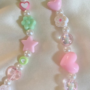 Pastel Pink and Green Phone Charm Strap - Etsy