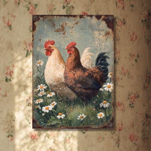 Decorative sign, chicken decorative sign, chickens, vintage, shabby chic, gift, chicken, country house, pets, farm, retro, gift, poison, decoration,