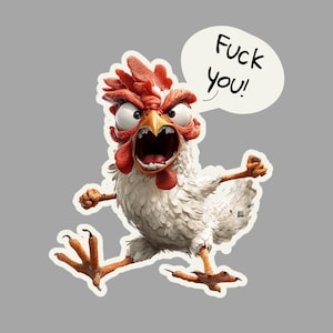Autocollant, décalcomanie, poulet, autocollant poulet, autocollants poulet, poulet, cadeau de Pâques, autocollant pour ordinateur portable, cadeau, Va te faire foutre !