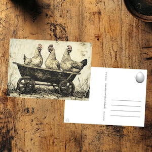 Cartões postais de galinha, galinhas de cartão postal, idade, cartões postais, galinha, papelaria, galinha de cartão postal, rosas, vintage, nostalgia, presente, cottagecore