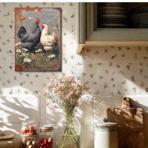 Decorative sign, chicken decorative sign, chickens, vintage, shabby chic, gift, chicken, country house, pets, farm, retro, gift, poison, decoration,