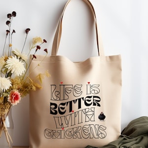Chicken shopping bag, fabric bag, tote bag, market bag, chicken, chicken, chicken bag, gift for chicken lovers, chickens, Mother&#39;s Day