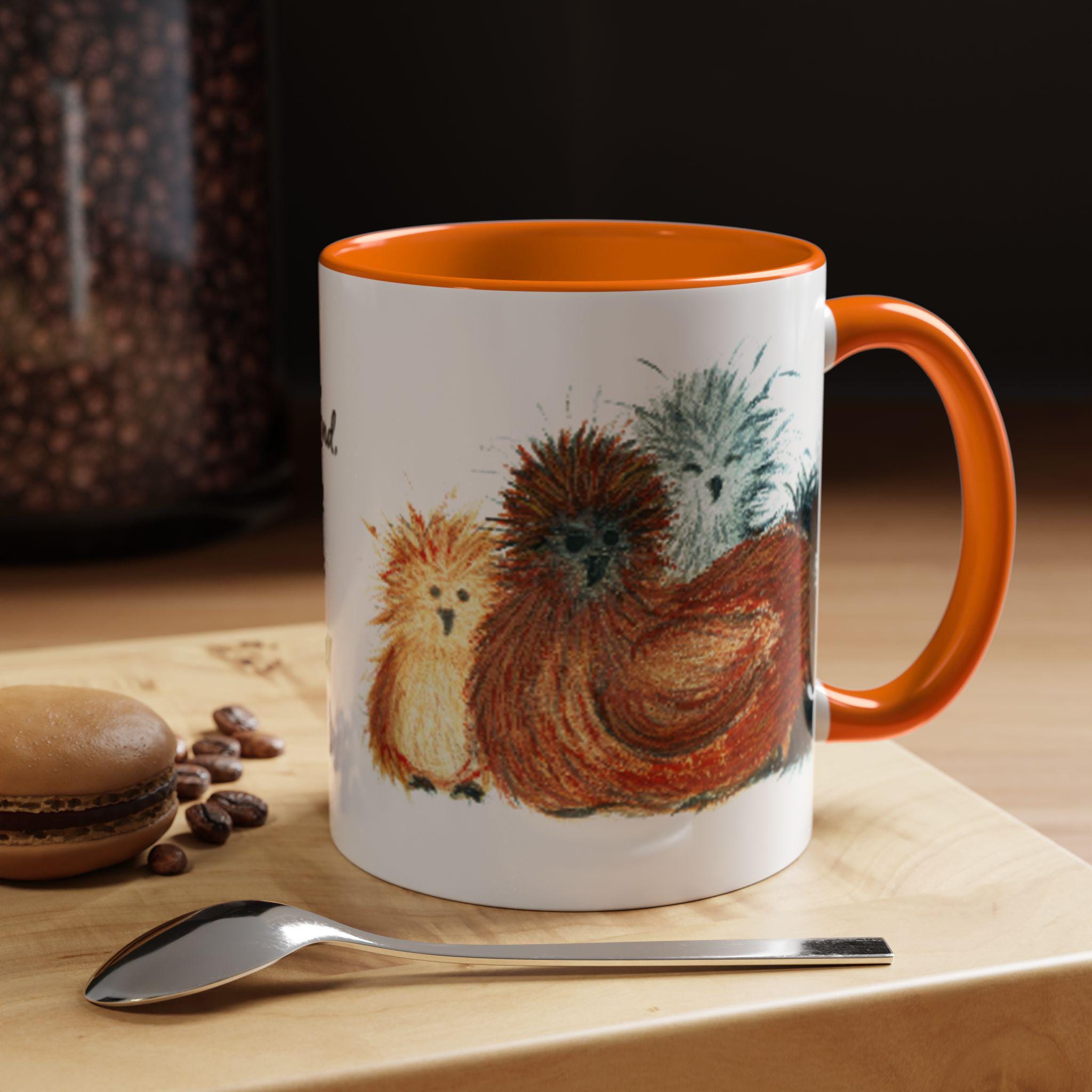 Tazza con galline, galline Silkie, galline, pollaio, tazza, tazza in ceramica, tazza per sublimazione, regalo, tazza, gallina, regalo di compleanno, g