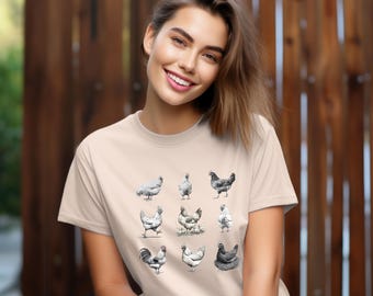 T-shirt Poulet, Cottagecore, Amis Poulet, Poules, T-shirt Poulet, T-shirt, Chemise, Cadeau Fête des Mères, Cadeau Pâques, Ferme, Poulet, Farmgirl