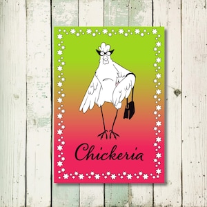 Schild, Chickeria, Hühnerschuld, Hühner, Hühnerstall, Aluschild, Blechschild, Geschenk, Lime Cream, Chicken, Geschenke für Sie, Huhn, Ostern