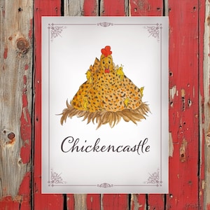 Sign, Chickencastle, chickens, chicken coop, chicken coop sign, chicken, chicken, gift, stable, farm, country life, chicken coop, enclosure