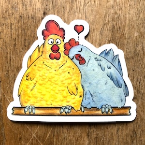 Autocollant poulet, autocollant poulet, autocollant, amour, poulets, poulet, poulet, cadeau de Noël, Noël, autocollant poulet, autocollant, cadeau