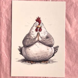 Carte postale poulets, poulets, méditation, cartes postales, cartes postales poulet, poulet, yoga, papeterie, carte postale poulet, carte postale animaux, cadeau