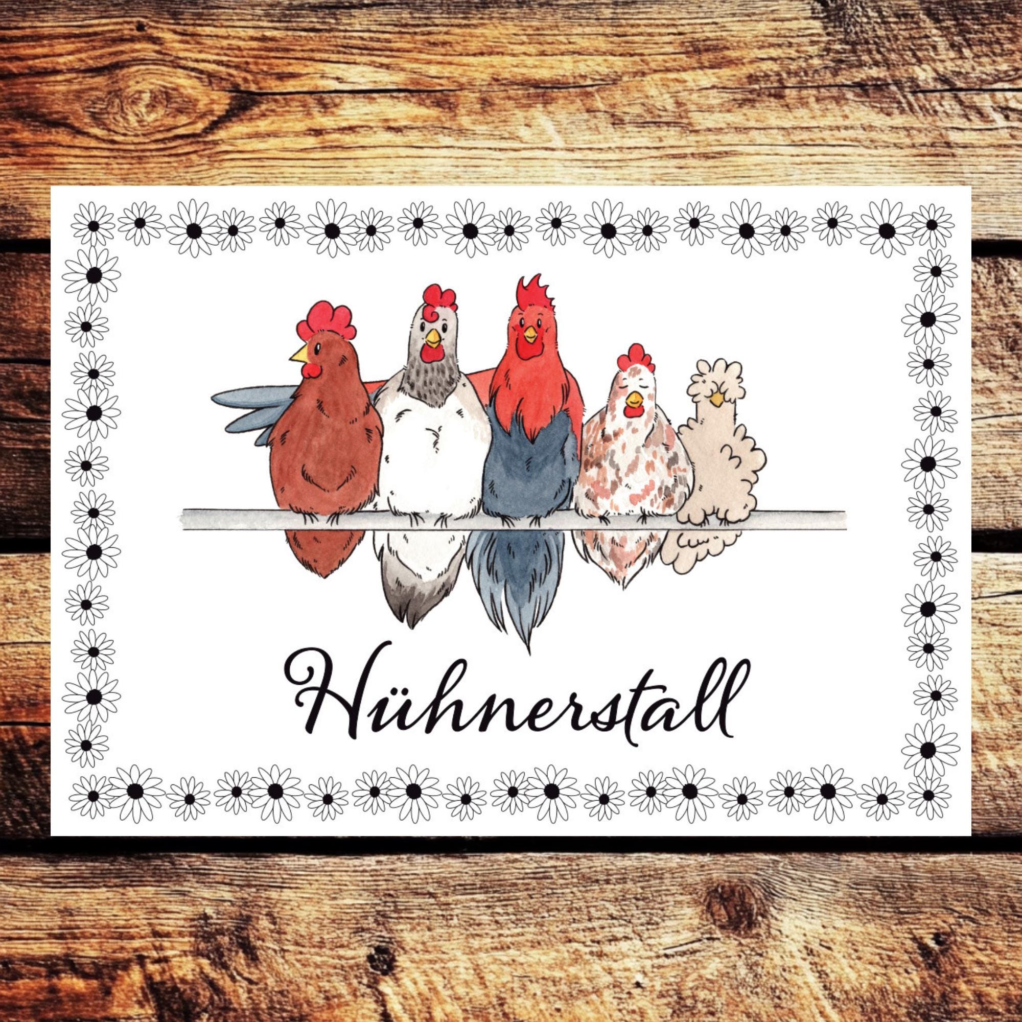 Produktbild von 5er Set Retro Hühner Blechschilder – 20x30 Cm, Weißblech, Wetterfest Für Stall, Hof & Deko