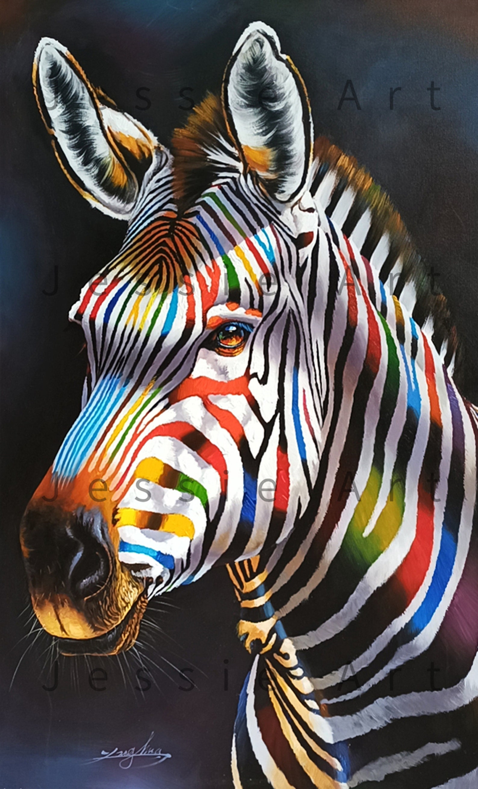Zebra Animal oil painting on canvas large art wall decoration Etsy