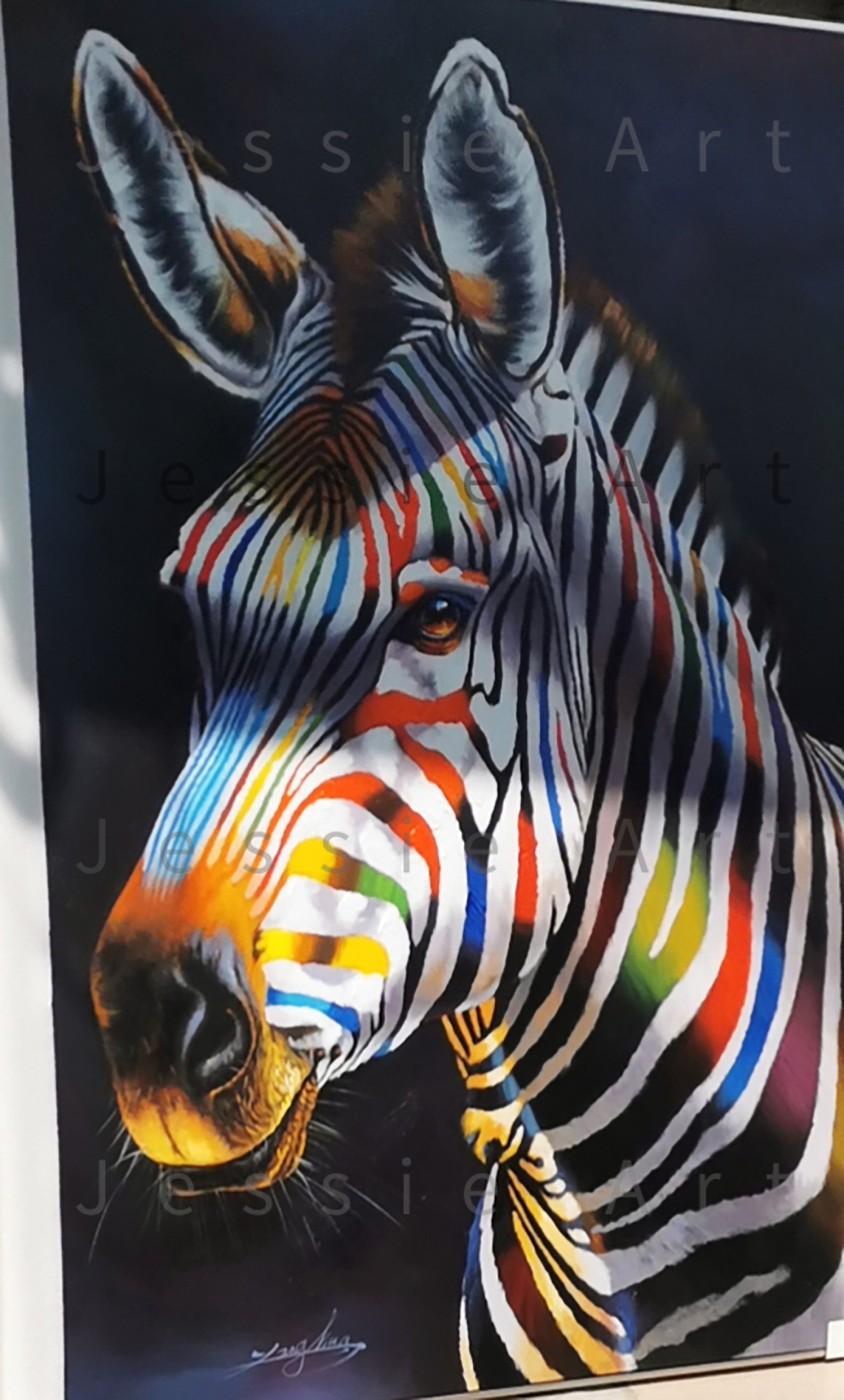 Zebra Animal oil painting on canvas large art wall decoration Etsy