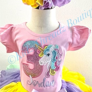 Unicorn tutu outfit, Number Birthday outfit, rainbow, Birthday Girl, colorful, Unicorn shirt, Unicorn themed, Personalized Specialty Gift