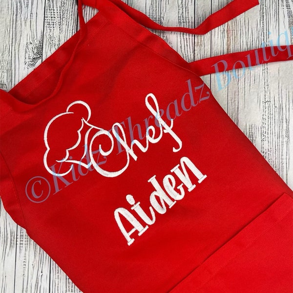 Personalized Kids Embroidered Apron, cooking, grilling, baking fun for boys and girls