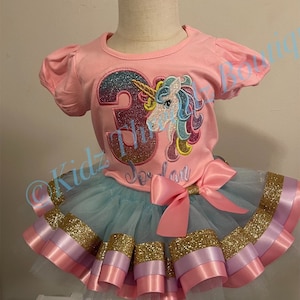 Unicorn tutu outfit, Number Birthday outfit, Princess Birthday Girl, Pretty pink birthday shirt, Personalized Specialty Gift outfit