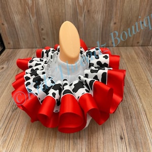 Custom Cow Print Red Ruffled detachable socks