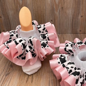 Custom Cow Print Pink Ruffled detachable socks