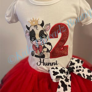 Cow tutu outfit, Number Birthday outfit, Farm Birthday Girl, Cow Print birthday, Second Birthday outfit, Personalized Specialty Gift