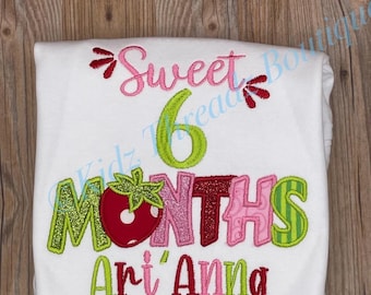 Sweet 6 month birthday tutu outfit, Number Birthday outfit, Strawberry Birthday Girl,  berry first outfit, Personalized First Birthday,