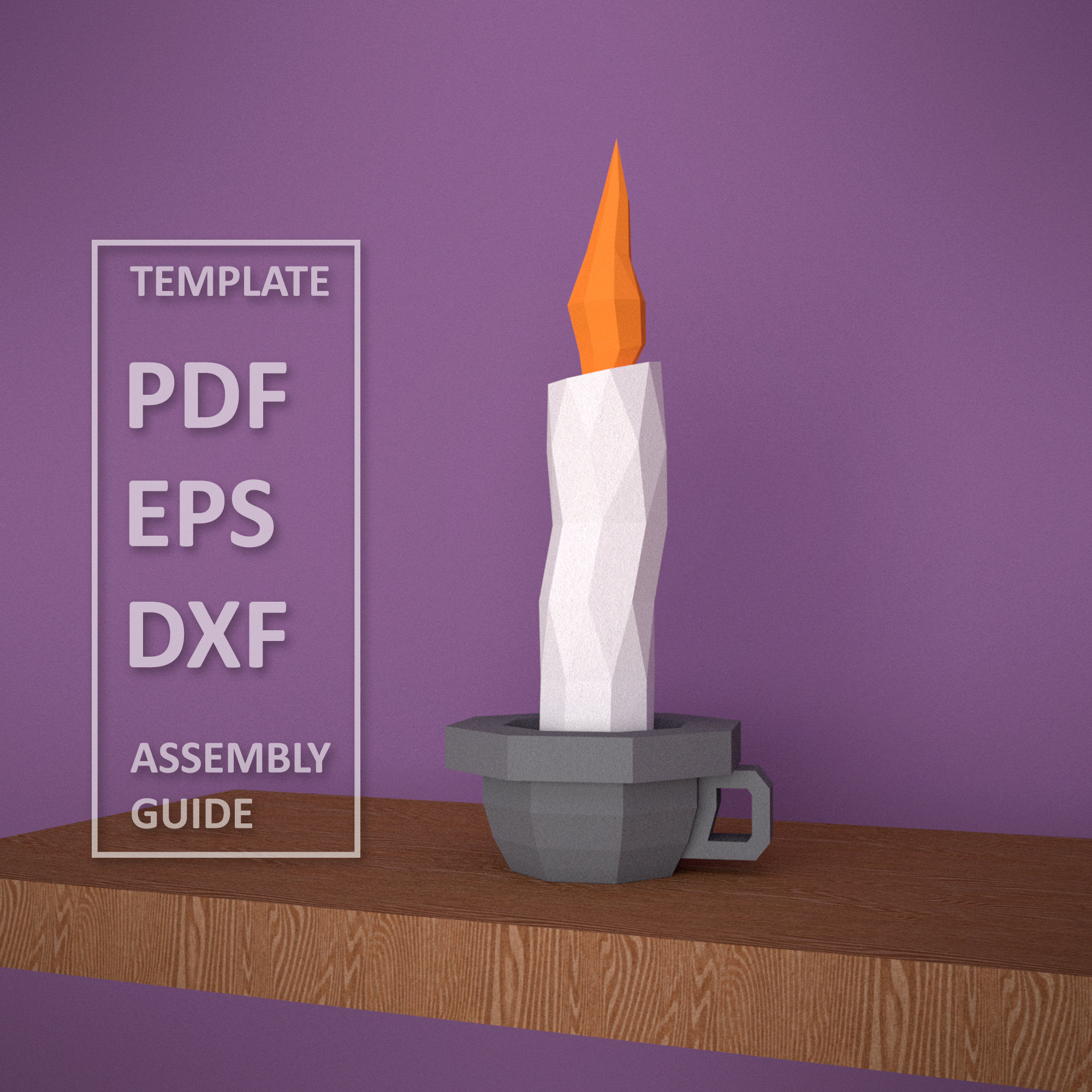 Candle Papercraft 3d PDF DXF EPS Template Diy With Assembly Etsy UK