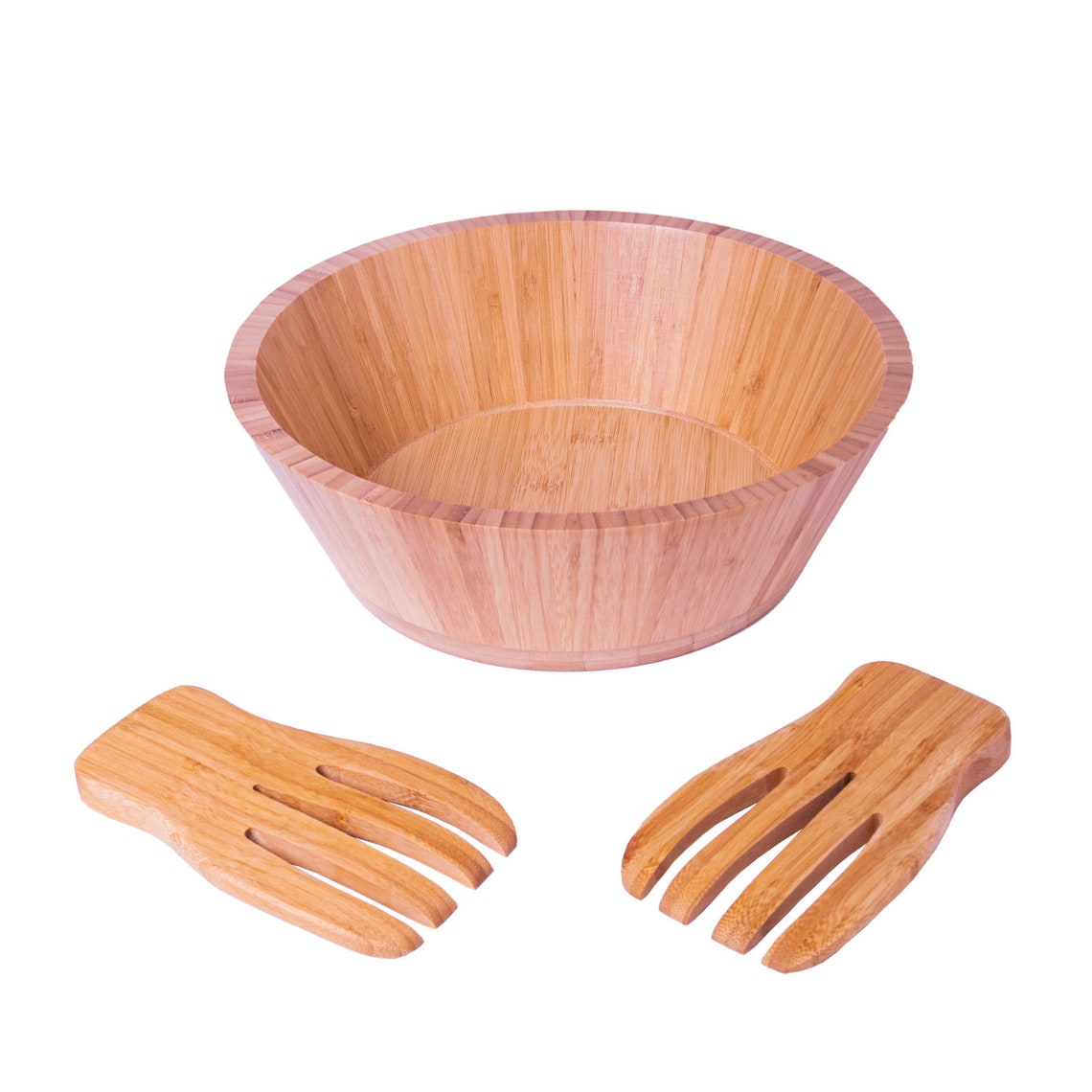 Large Bamboo Salad Bowl /Fruit Bowl 30cm with salad servers Etsy